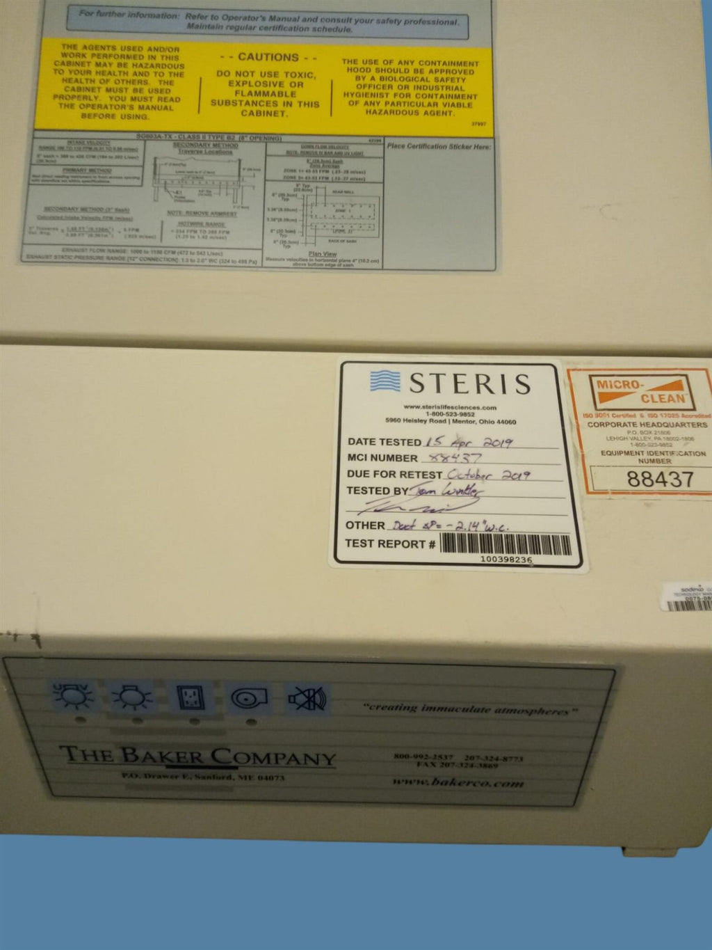 Baker SterilchemGARD III Advance Class II Biological Safety Cabinet SG603A-TX