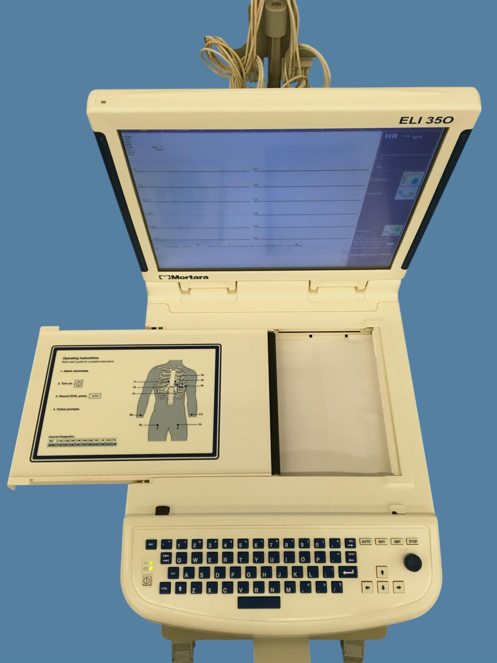 Mortara ELI 350 Electrocardiograph w/ Cart & WAM Module/Leads