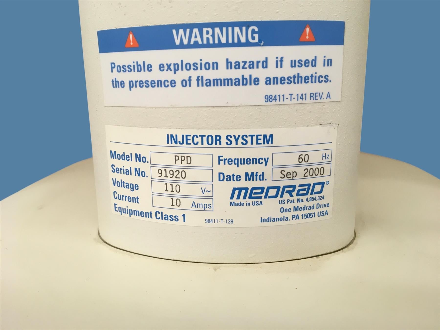 Medrad Mark V ProVis CT Injection System w/ PPD Cart, 4710-7 Head, PD Controller