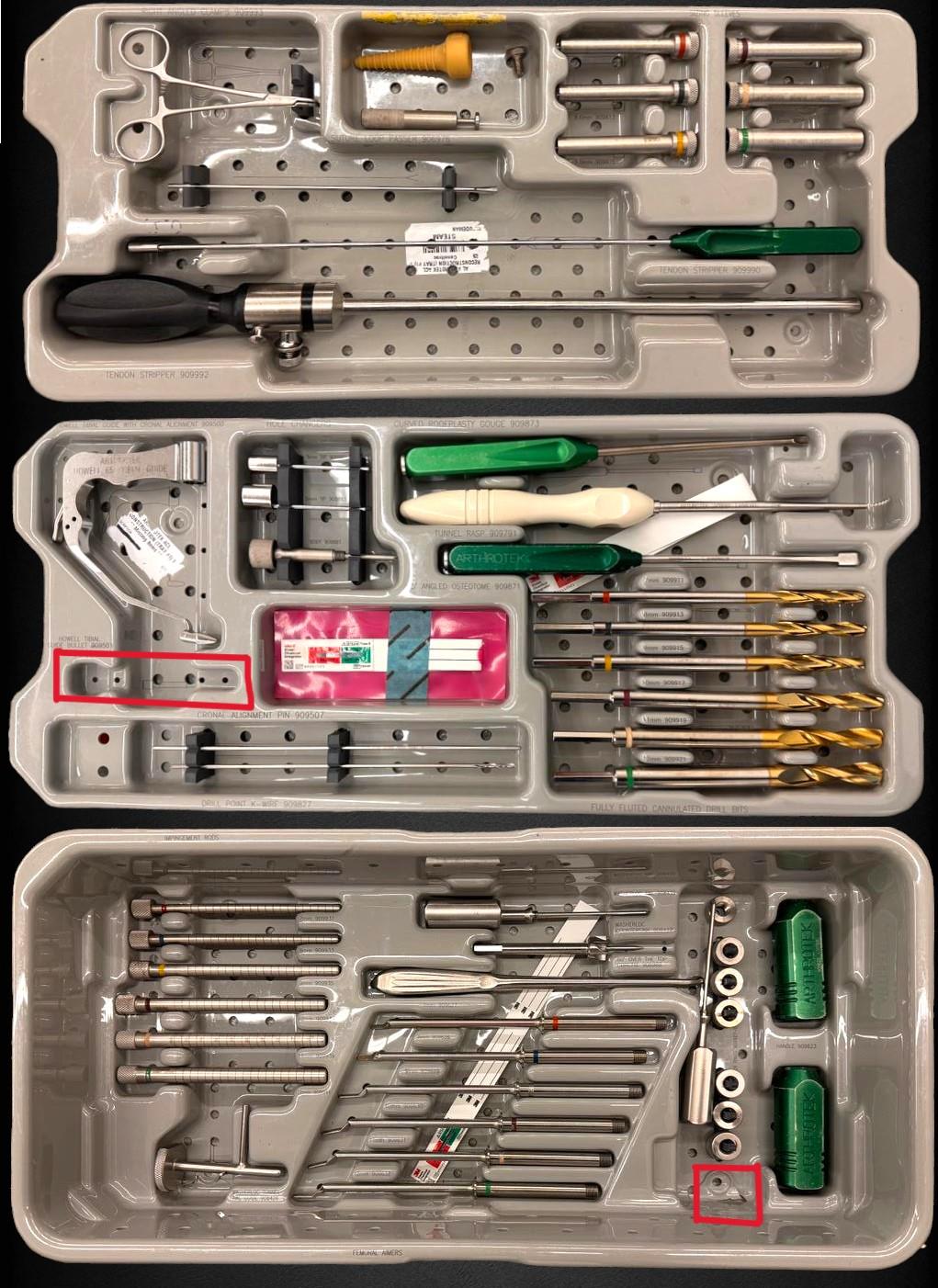 Arthrotek Zimmer Biomet  ACL Trays Arthroscopy Orthopedics Trauma Tray 1 & 2
