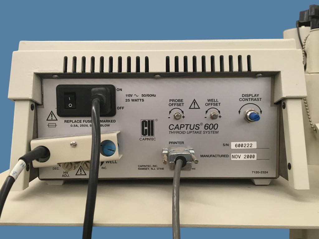 Capintec Captus 600 Thyroid Uptake System Rev. 1.09 w/ Cart, Collimator, Printer