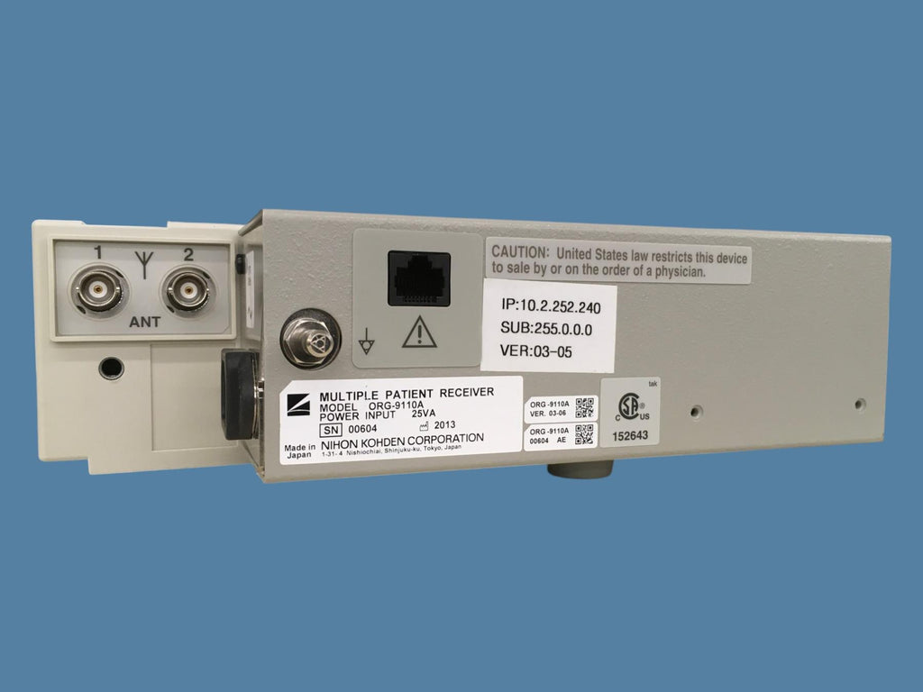 Nihon Kohden ORG-9110A Multiple Patient Receiver w/ 8x ZR-920P Modules