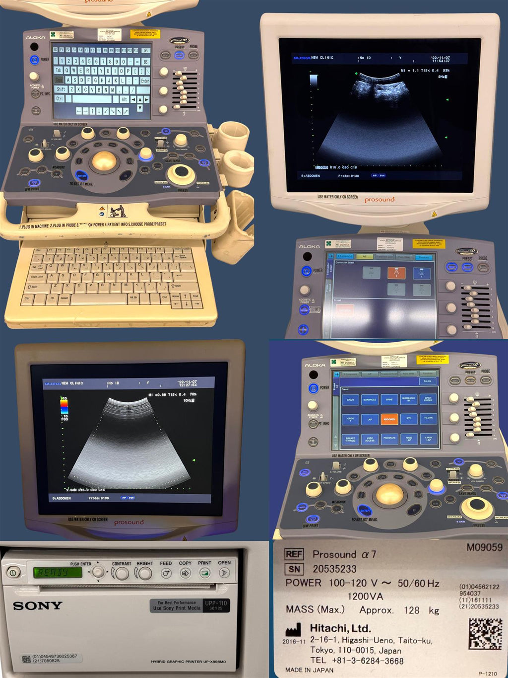 HITACHI Aloka Prosound Alpha 7 Premier Ultrasound Tested