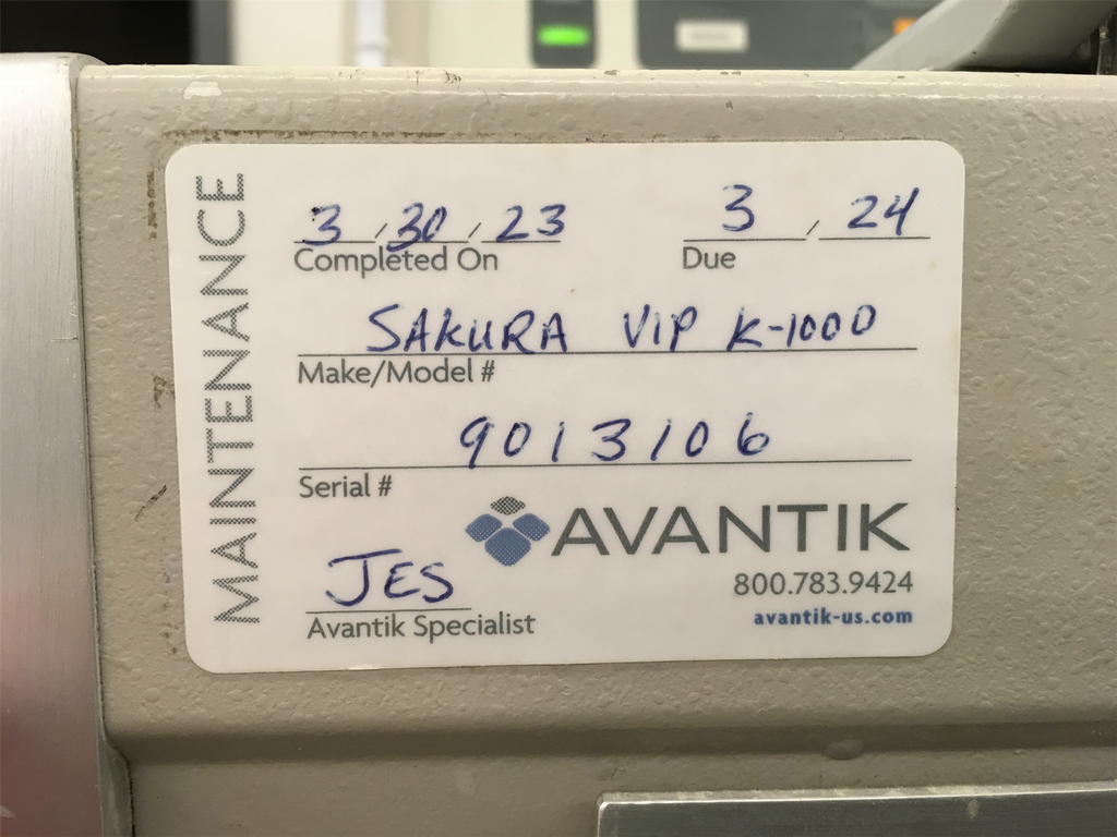 Sakura Tissue-Tek VIP 1000 Vacuum Processor 4617 w/ Cabinet & Baskets