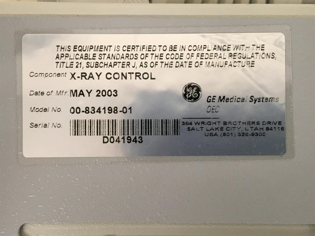 GE Medical Systems OEC Fluoro X-Ray Control System, P/N 00-884198-01