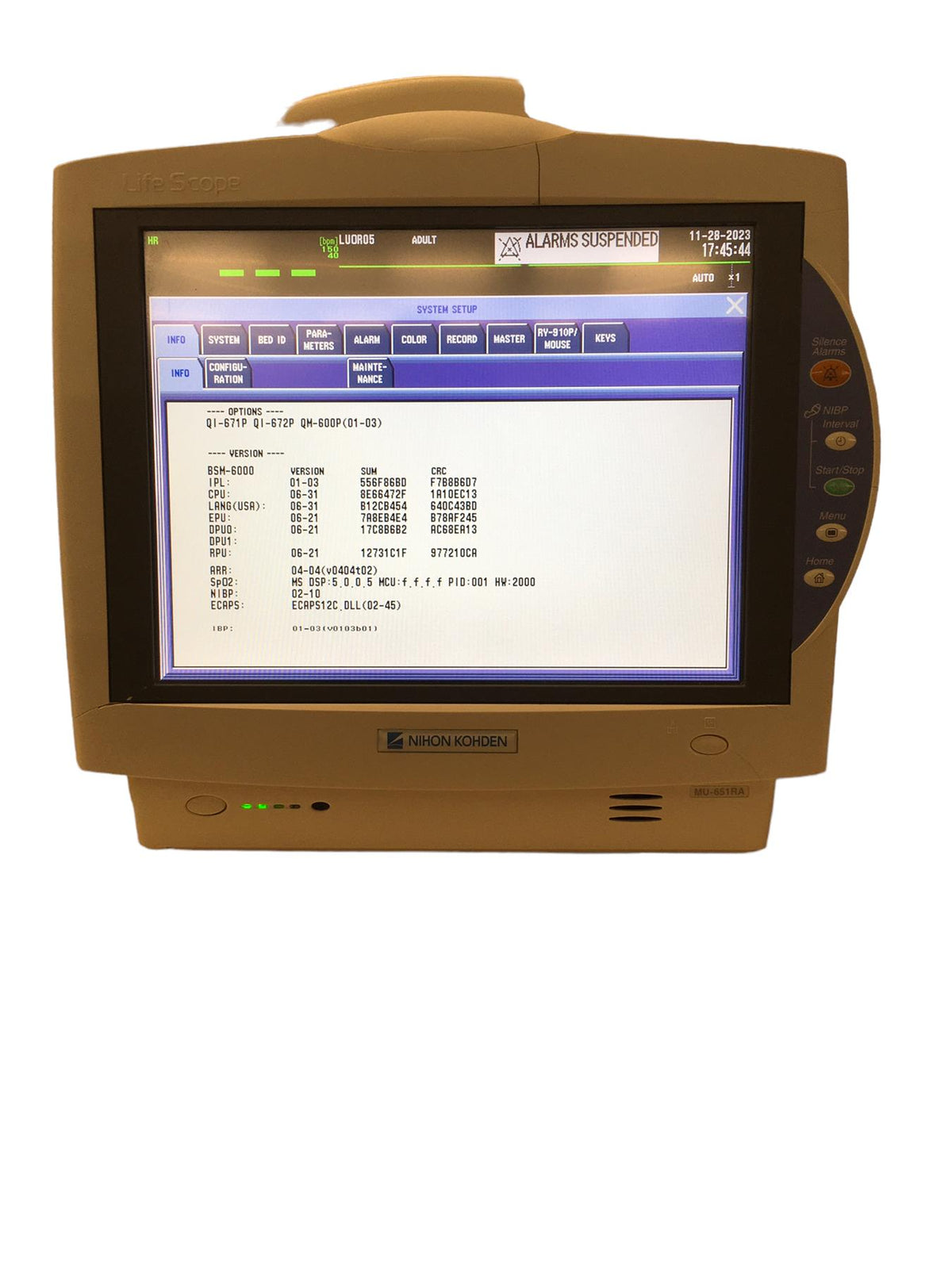 Nihon Kohden MU-651RA Life Scope Patient Monitor
