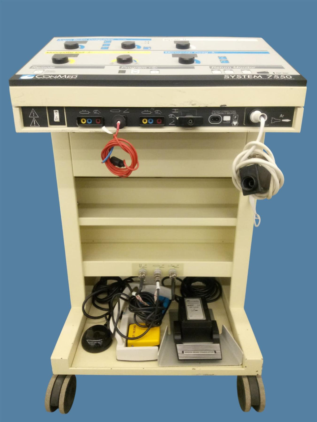 ConMed System 7550 Electrosurgical Generator Unit w/ Footswitches & Adapters