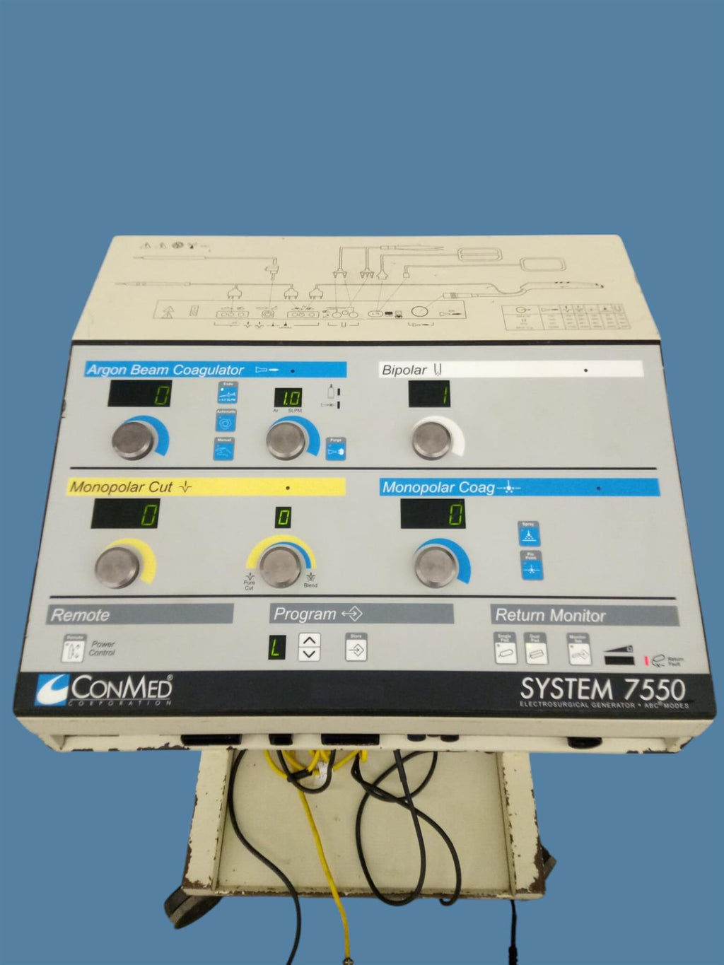 ConMed System 7550 Electrosurgical Generator Unit w/ 3 Footswitches