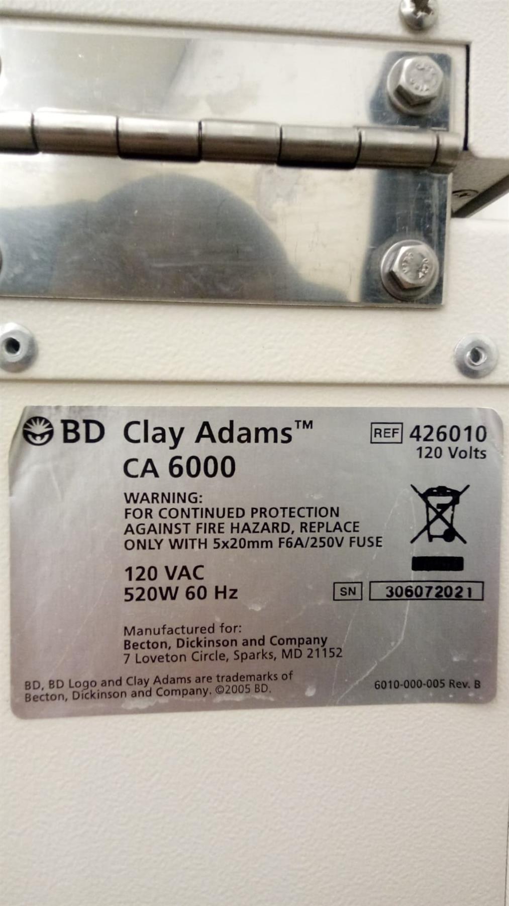 Becton Dickinson Clay Adams CA6000 Benchtop Centrifuge