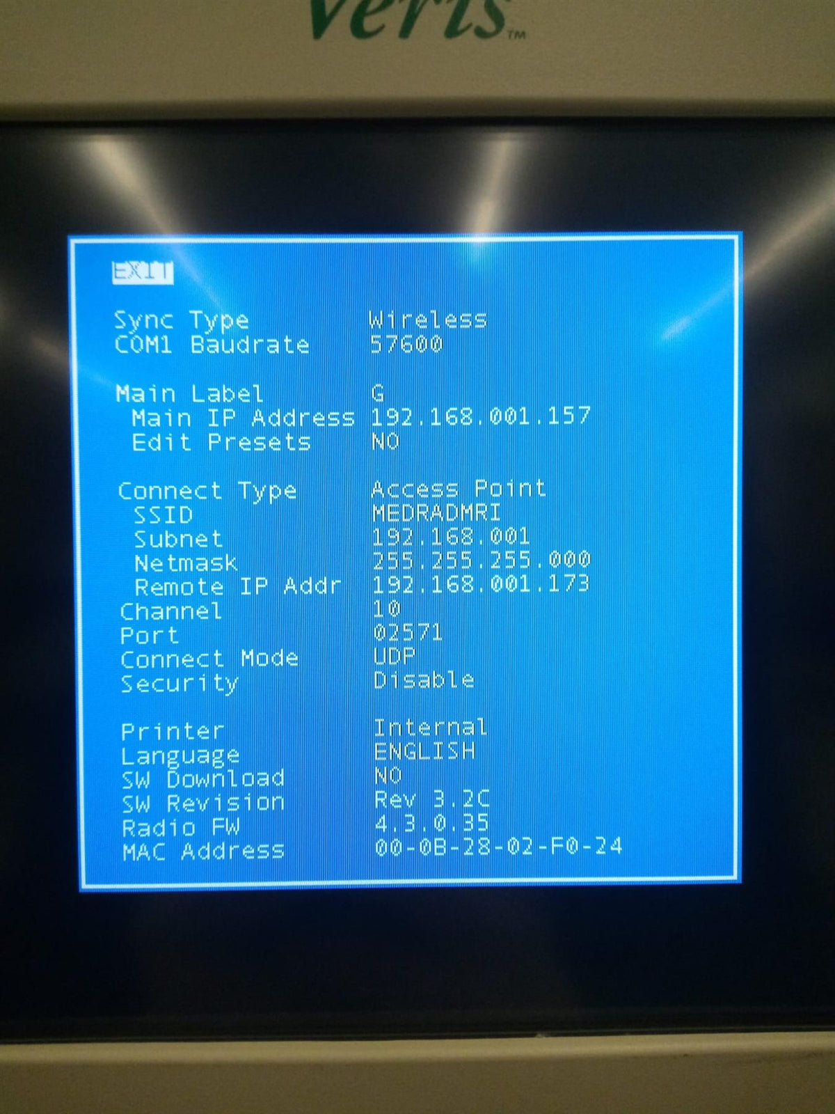 MedRad Veris 8600 MR Monitoring System Remote Display