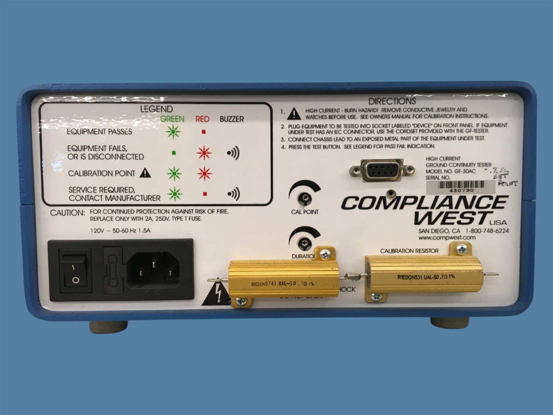 Compliance West GF-30AC Ground Safety Tester, 30A