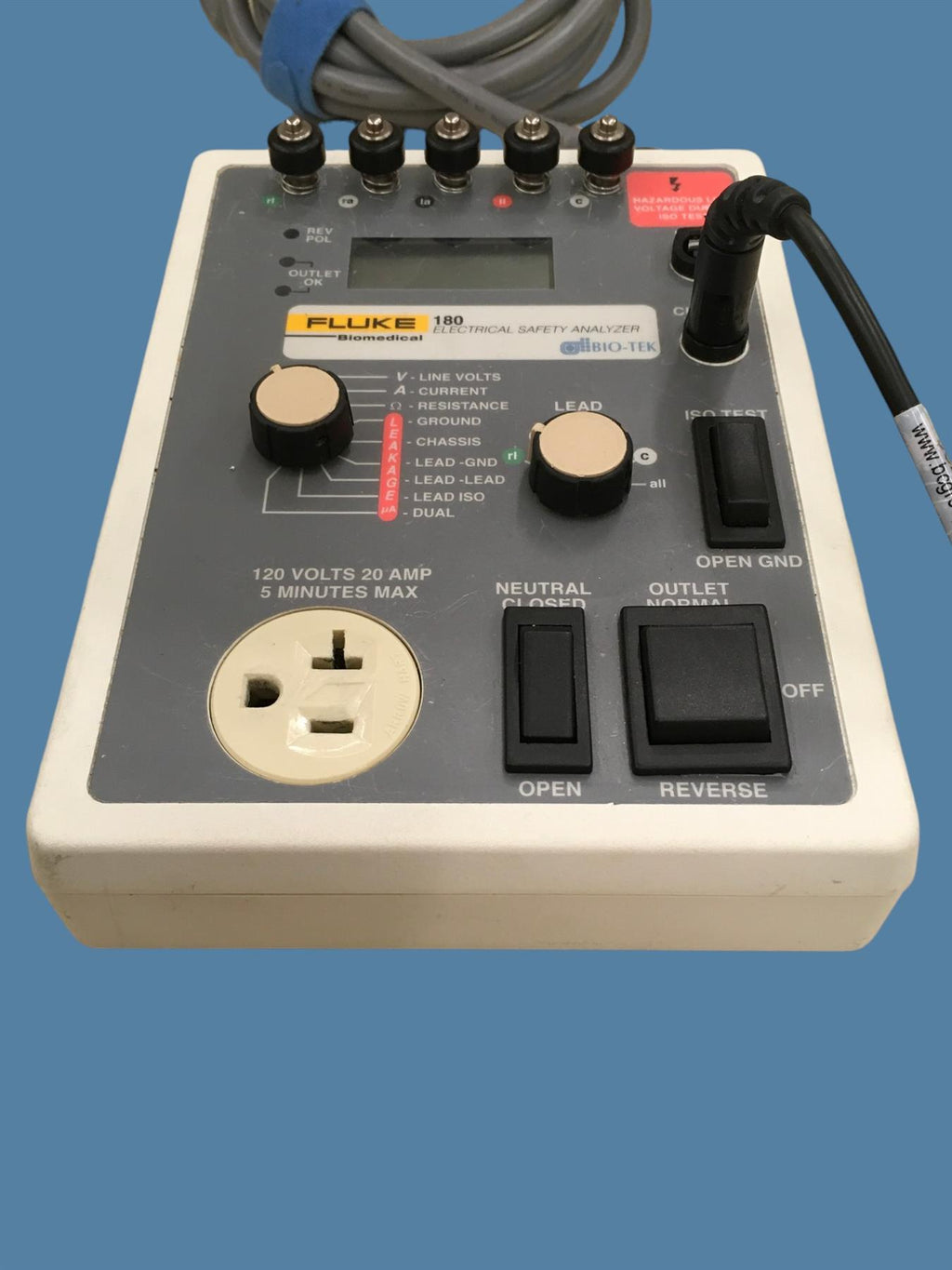 Fluke / Bio-Tek 180 Electrical Safety Analyzer w/ BC Bio BC20-20110 Clamp Lead
