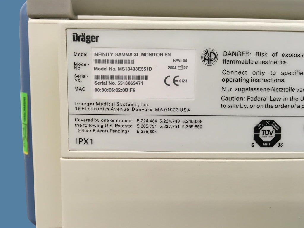 Drager Infinity Gamma XL w/ Roll Stand, Dock, Power Supply [Scuffed Screen, etc]