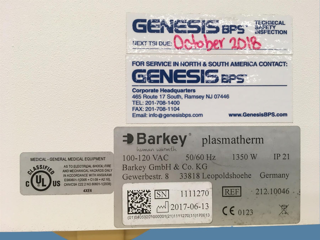 Barkey Plasmatherm 212.10046 Blood & Plasma Thawer (2017)