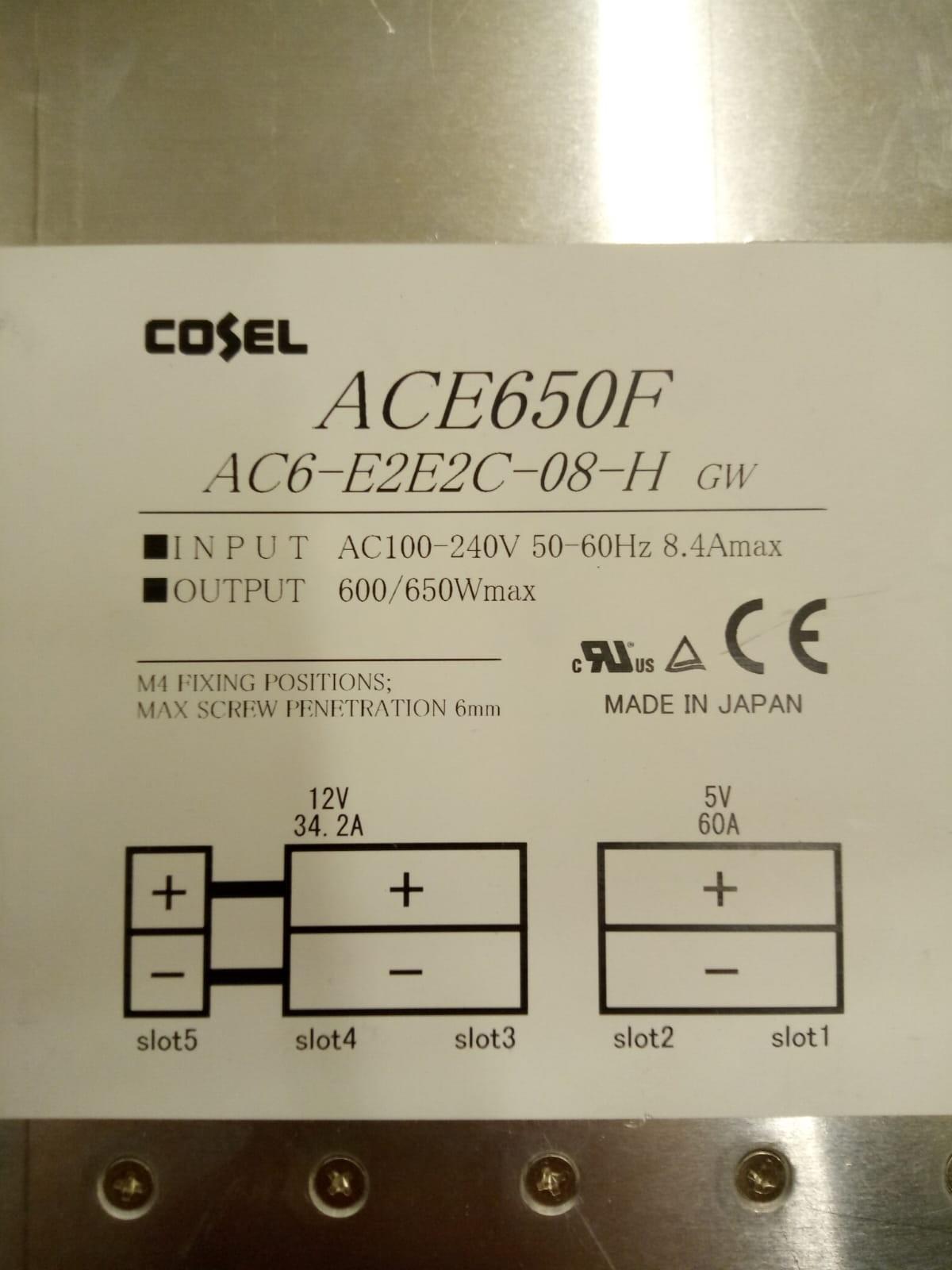 Cosel ACE650F AC6-E2E2C-08-H GW 600/650W Power Supply
