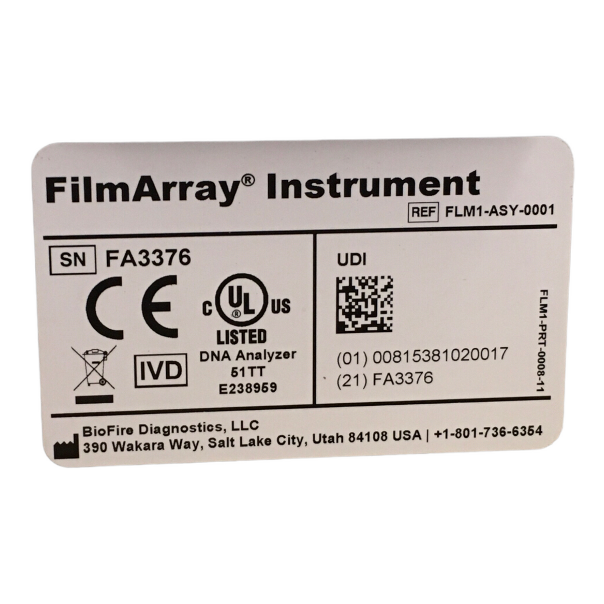 BioFire FilmArray Instrument FLM1-ASY-0001 DNA Analyzer