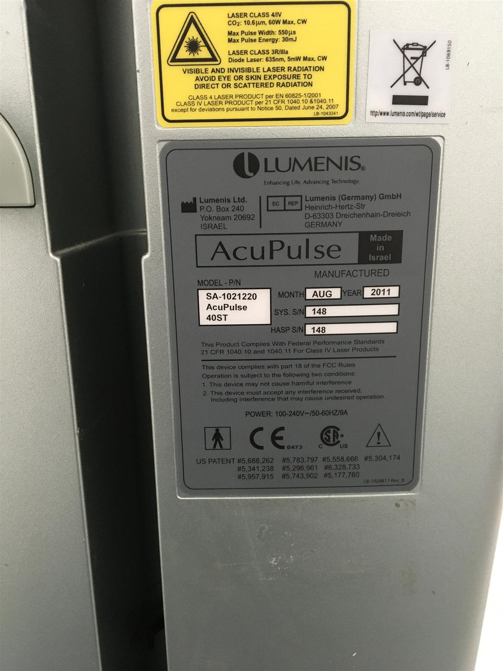 2011 Lumenis AcuPulse ST 40W CO2 SurgiTest Soft Tissue Laser System 40ST