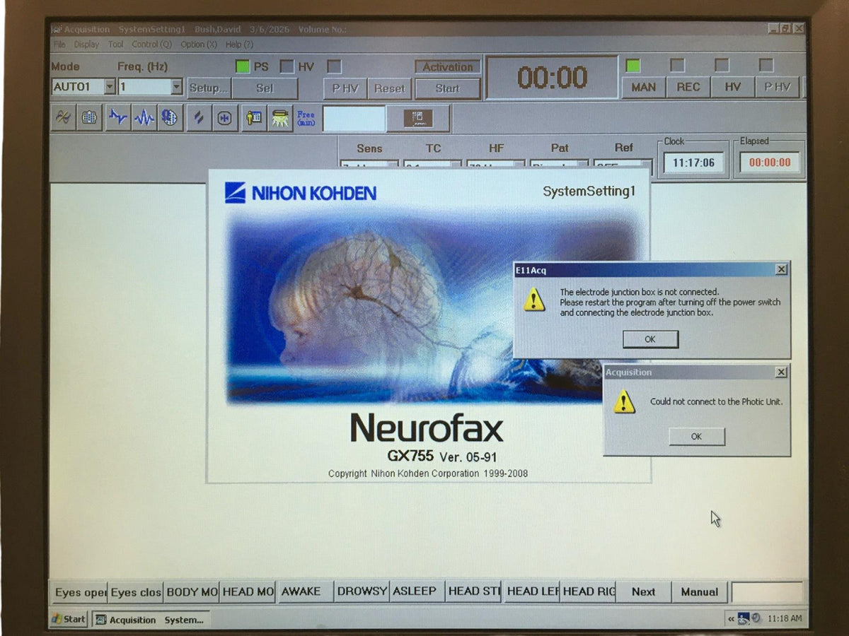 Nihon Kohden Neurofax EEG-9200A Desktop | GX755 Ver. 05-91 | Win XP Pro | COA