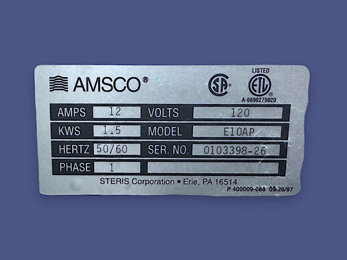 Steris Amsco Eagle Ten Autoclave E10AP Steam Sterilizer