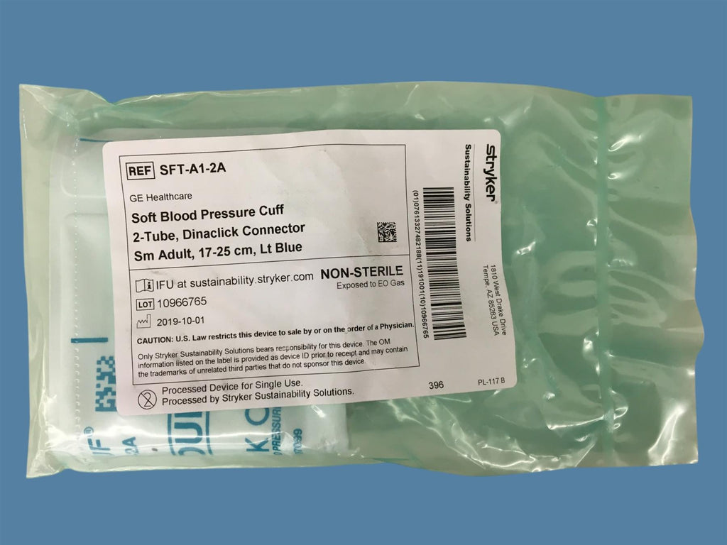 (x20) Stryker SFT-A1-2A Small Adult Soft Blood Pressure Cuff, 2-Tube, Dinaclick