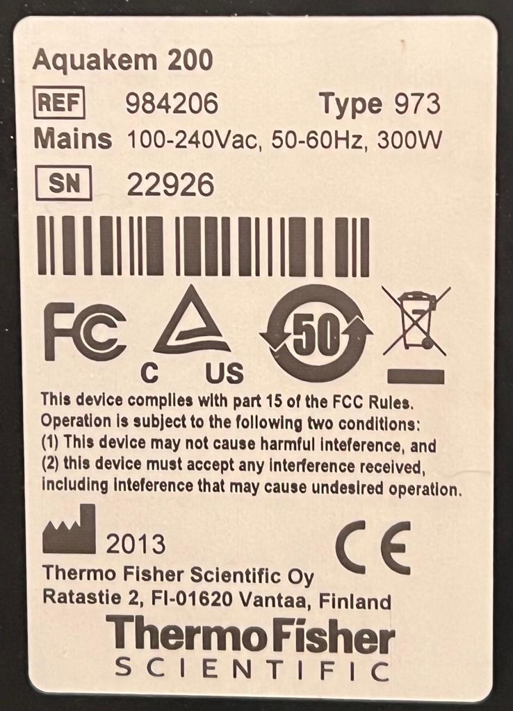 Thermo Scientific Aquakem 200 Photometric Analyzer REF 984206 Type 937