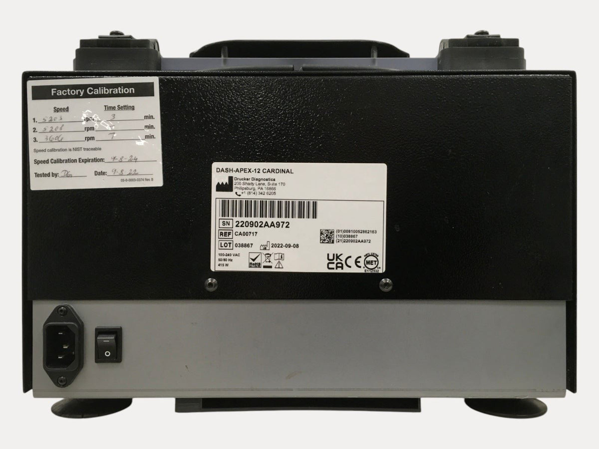 Drucker Diagnostics Dash Apex 12 Cardinal 5200RPM Lab Centrifuge CA00717 (2022)