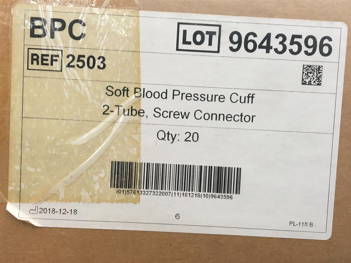 (x20) Stryker GE Critikon 2503 Soft Blood Pressure Cuff, 2-Tube, Screw Connector