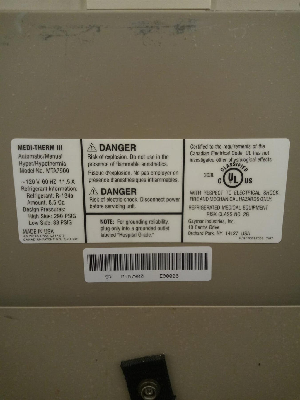 Gaymar MTA7900 Medi-Therm III Automatic/Manual Hyper/Hypothermia System
