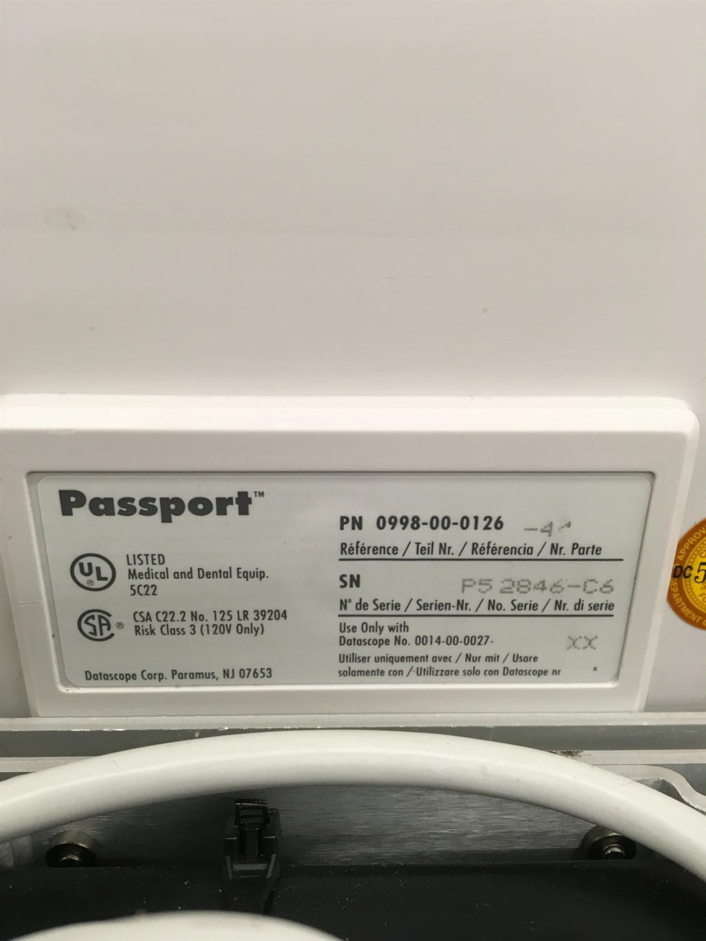 Datascope Passport EL 0998-00-0126 5-Lead Patient Monitor w/ SpO2 + Stand