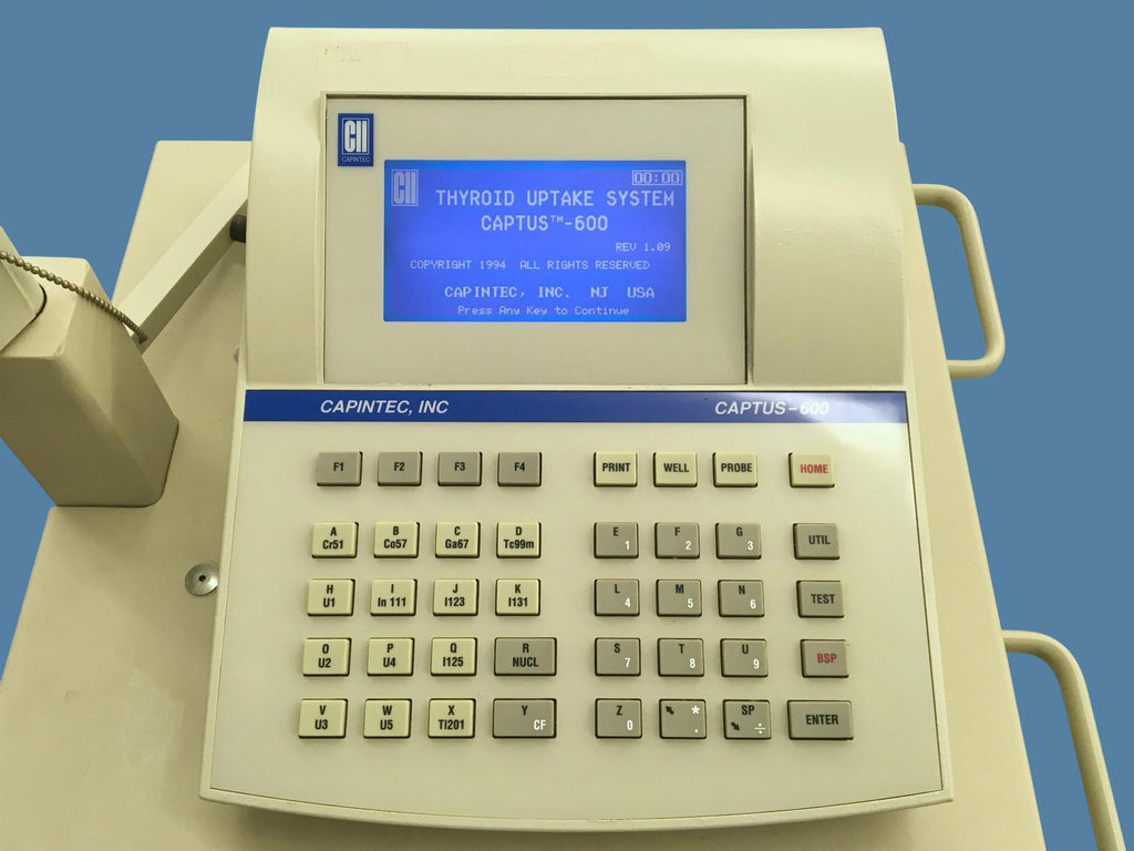 Capintec Captus 600 Thyroid Uptake System Rev. 1.09 w/ Cart, Collimator, Printer