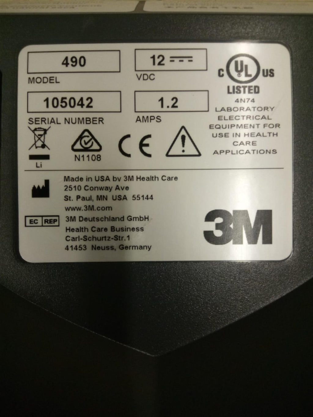 M Attest Auto-Reader 490 Biological Indicator Incubator v4.2.7 (w/o Power Adapter)