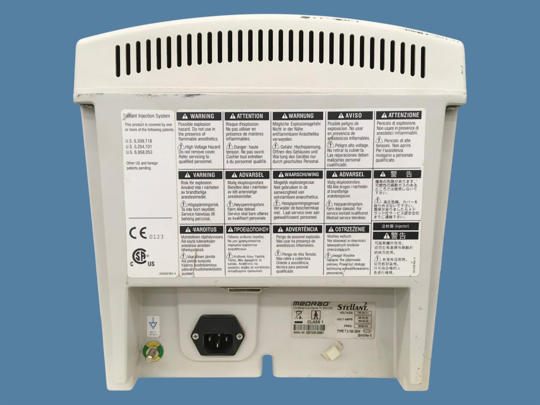 Medrad Stellant CT Injection System Power Supply Base Unit 201419 Rev D