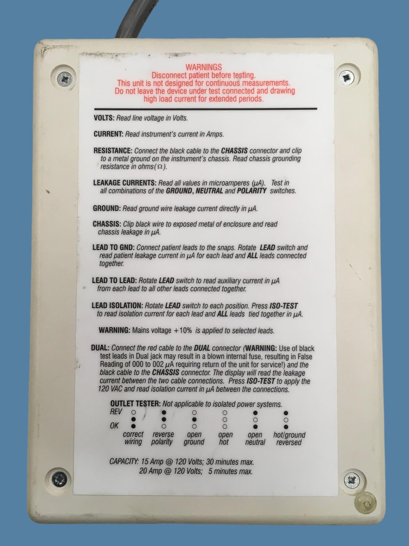 Fluke / Bio-Tek 180 Electrical Safety Analyzer w/ BC Bio BC20-20110 Clamp Lead