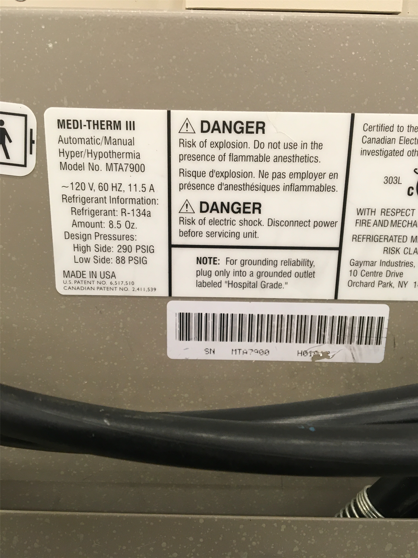 Gaymar Medi-Therm III (MTA7900) Automatic/Manual Hyper/Hypothermia System