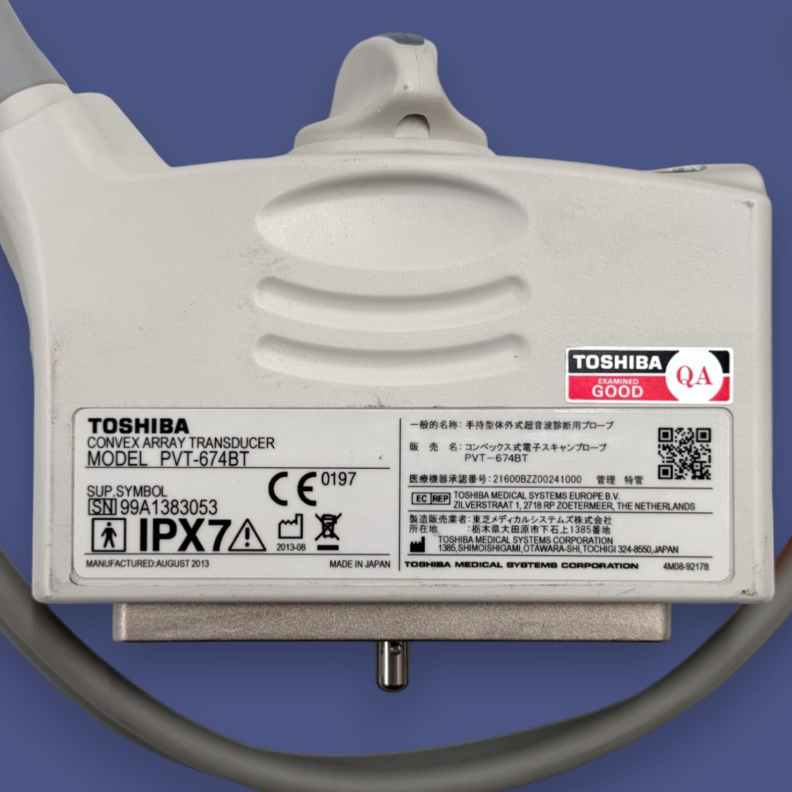 Toshiba PVT-674BT 6MHz 10C3 Convex Array Ultrasound Transducer