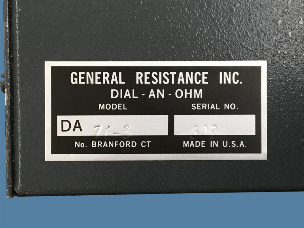 General Resistance Inc. Dial-An-Ohm Model DA76-3